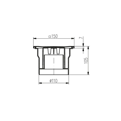 Sifon de pardoseala MCH cu iesire verticala DN 110 - plastic/alb