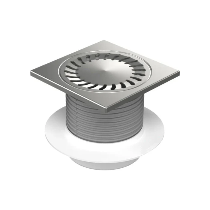 Sifon de pardoseala MCH Neptun 150x150 cu iesire verticala DN 50/H reglabil, complet din otel inox, cu guler/flansa