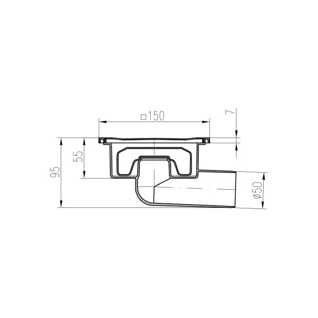 Sifon de pardoseala MCH Neptun cu iesire orizontala DN 50/95 - otel inox