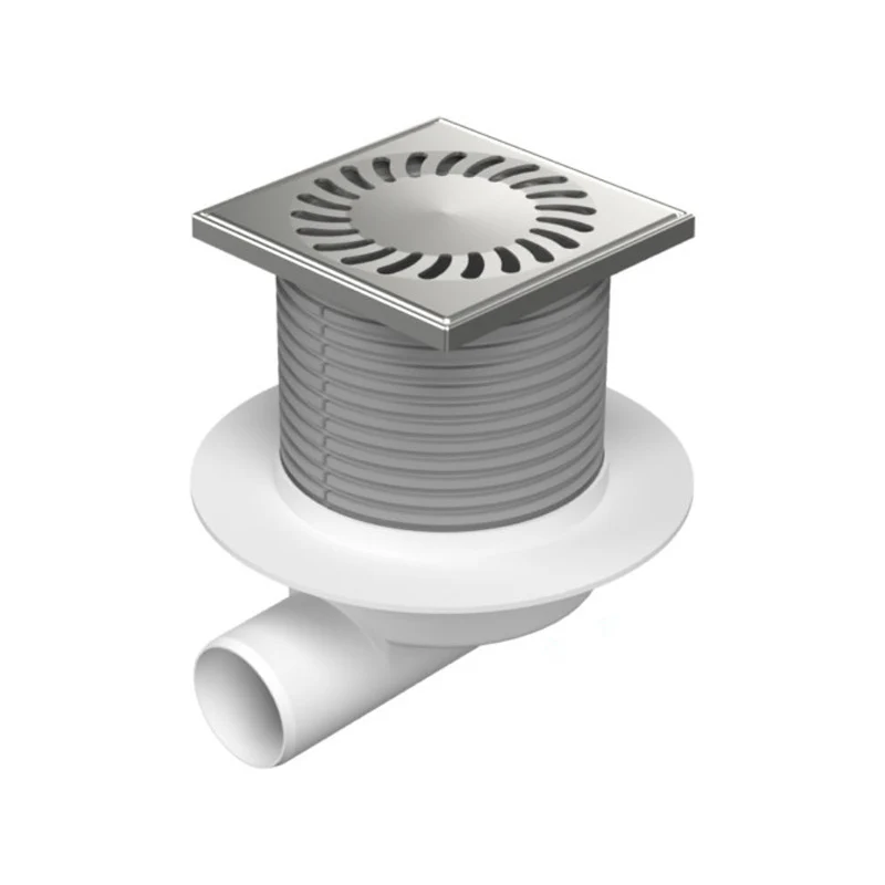 Sifon de pardoseala MCH Neptun cu iesire orizontala DN 50/H reglabil, rectangular, cu guler/flansa
