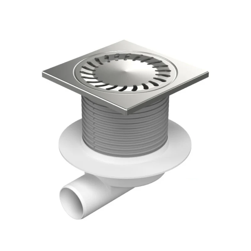 Sifon de pardoseala MCH Neptun cu iesire orizontala DN 50/H reglabil, complet din otel inox, cu guler/flansa
