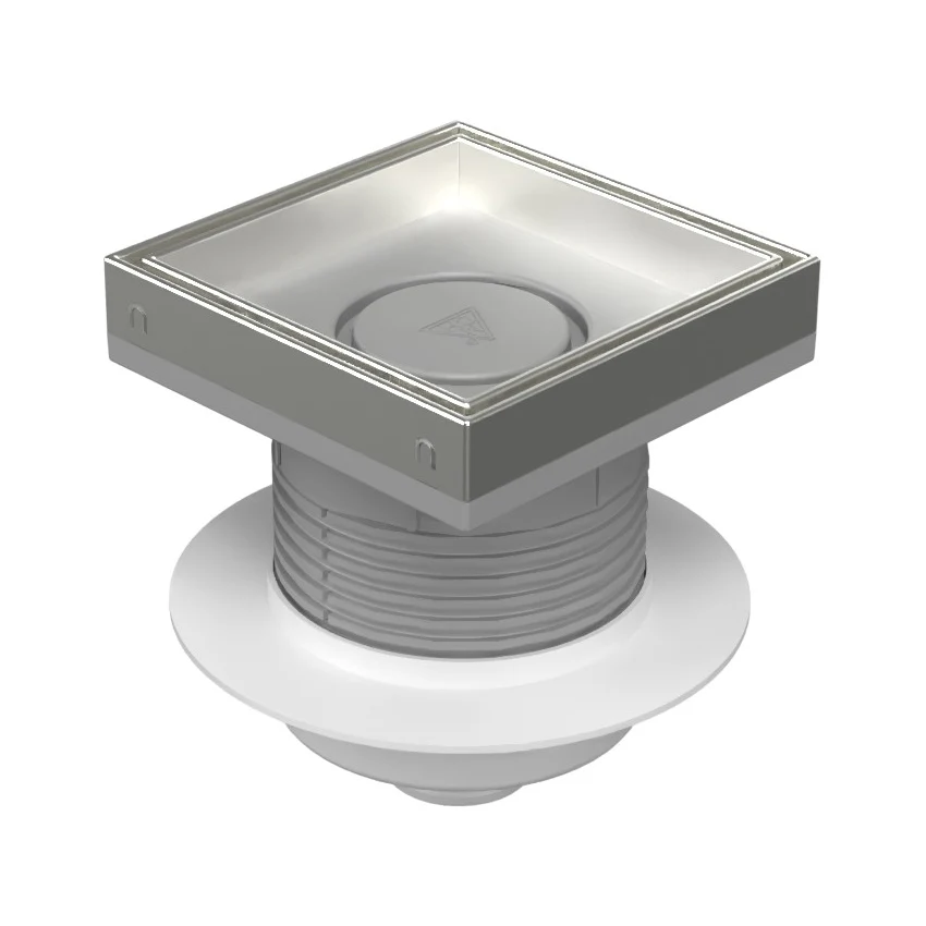 Sifon de pardoseala neptun iesire verticala D50/h reglabil cu gratar de inox ceramic 150x150 si guler, MCH Chudej