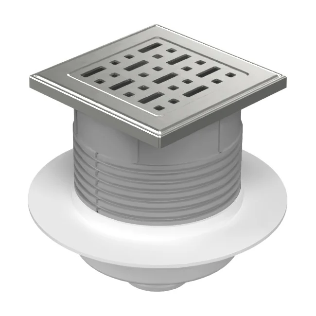 Sifon de pardoseala Neptun iesire verticala D50/h reglabil cu gratar de inox face 125x125 si guler, MCH Chudej