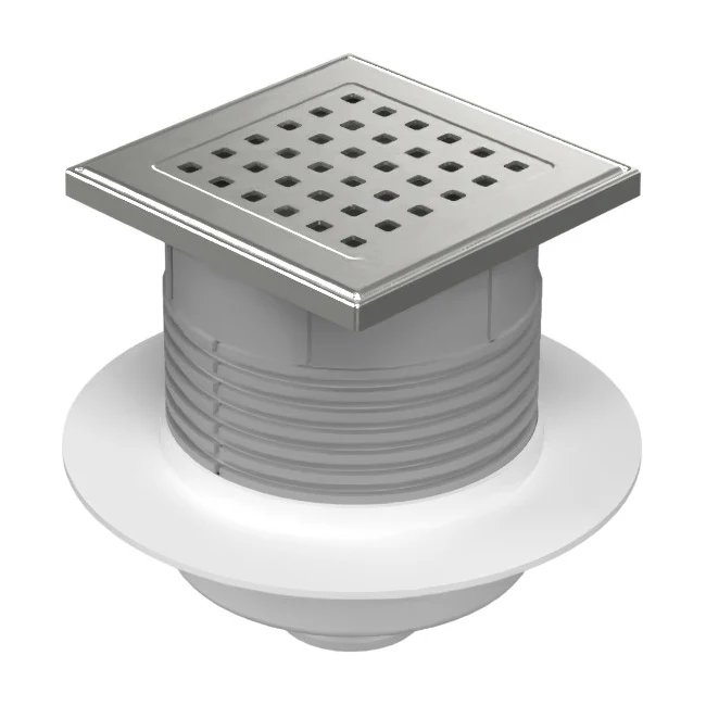 Sifon de pardoseala Neptun iesire verticala D50/h reglabil cu gratar de inox gate 122x122 si guler, MCH Chudej