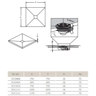 Sistem de scurgere faiantabil cu sifon Radaway 100x100 cm