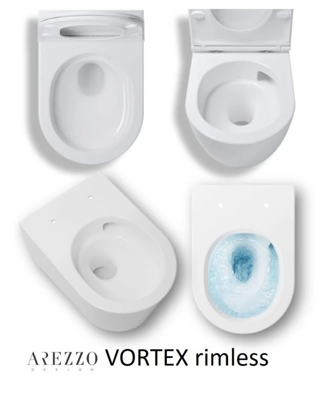 Vas WC AREZZO ARIZONA vortex, rimless, suspendat - alb
