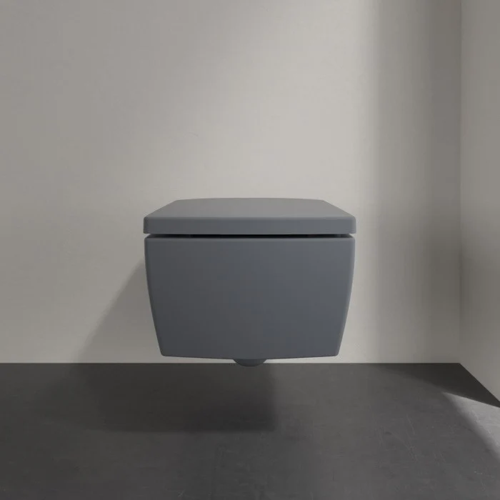 Vas WC DirectFlush suspendat Villeroy & Boch Memento 2.0 Rimelss 38x56 cm evacuare orizontala, antracit