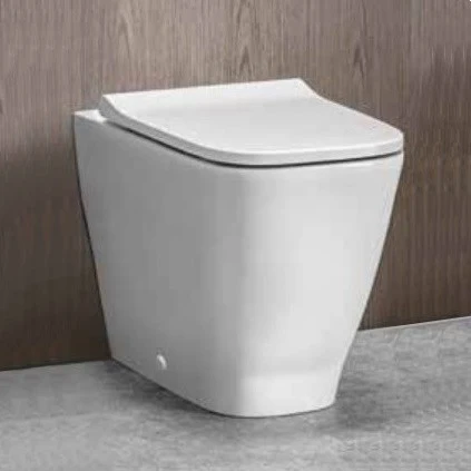 Vas WC pe pardoseala Geberit Smyle Square Rimfree 35x54 cm evacuare orizontala sau verticala, lipit de perete