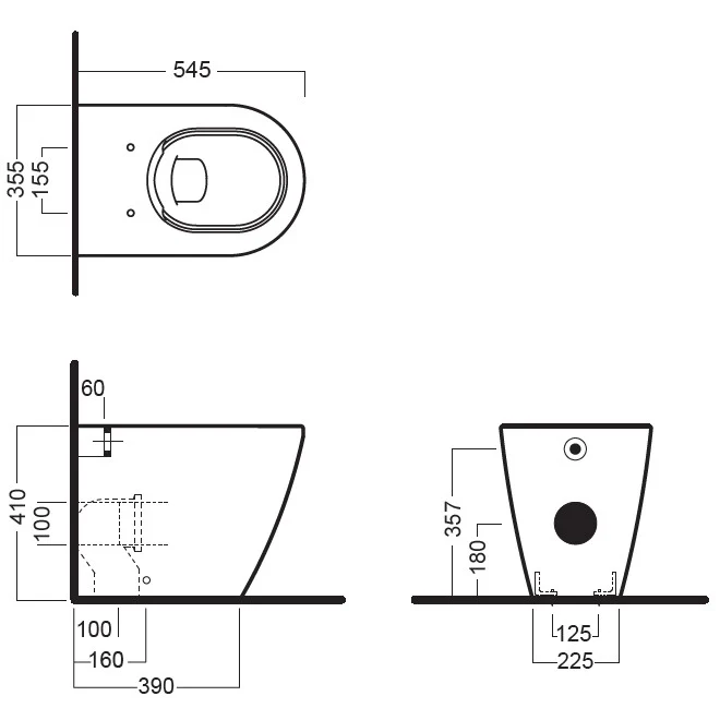Vas WC pe pardoseala Hatria Fusion Rimless 36x55 cm evacuare orizontala sau verticala