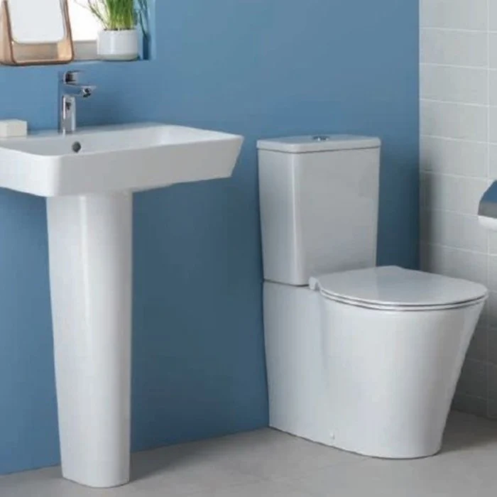 Vas WC pe pardoseala Ideal Standard Connect Air AquaBlade 36x66 cm evacuare orizontala sau verticala, lipit de perete