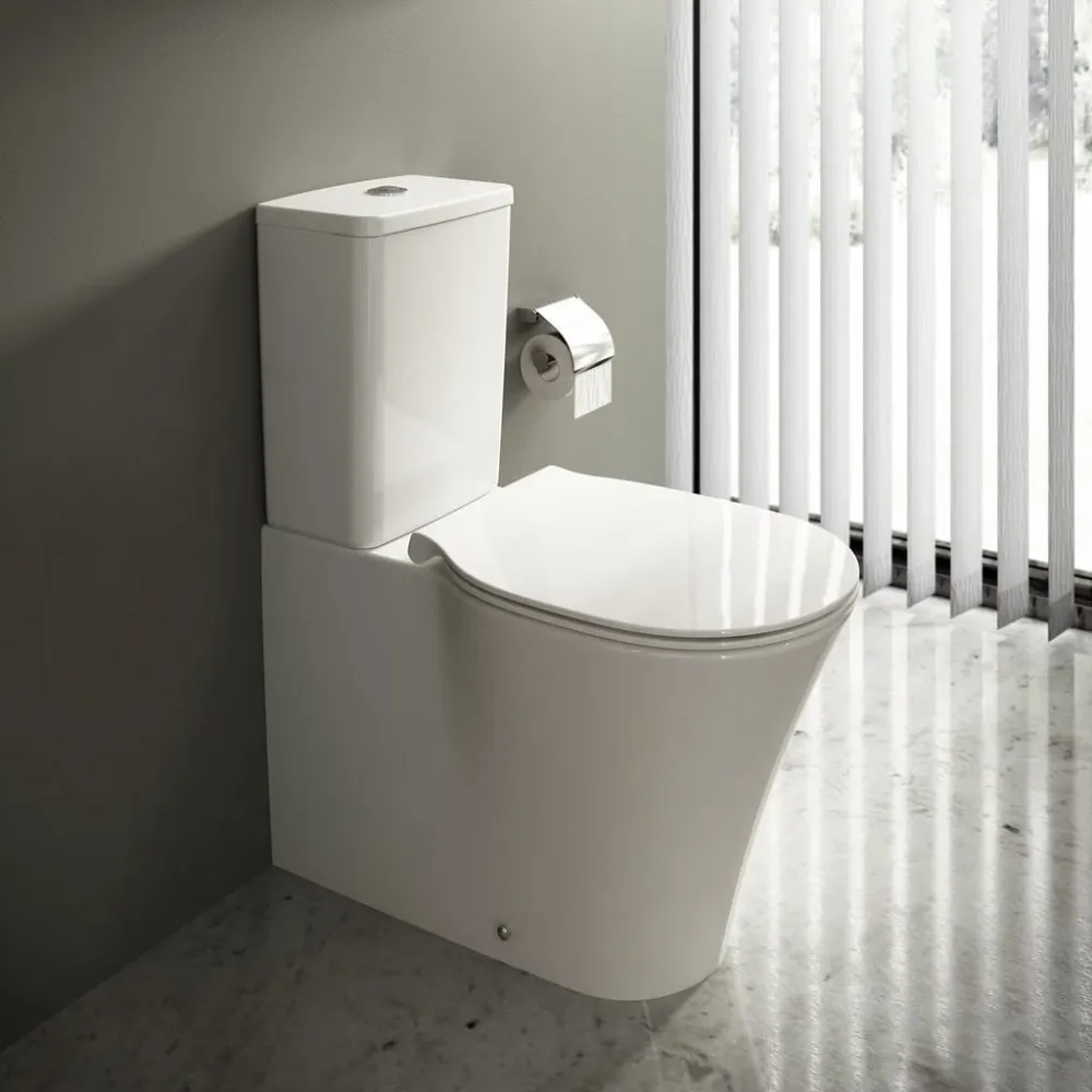 Vas WC pe pardoseala Ideal Standard Connect Air AquaBlade 36x66 cm evacuare orizontala sau verticala, lipit de perete