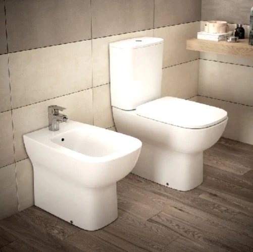 Vas WC pe pardoseala Ideal Standard Esedra 36x61 cm evacuare orizontala sau verticala, lipit de perete