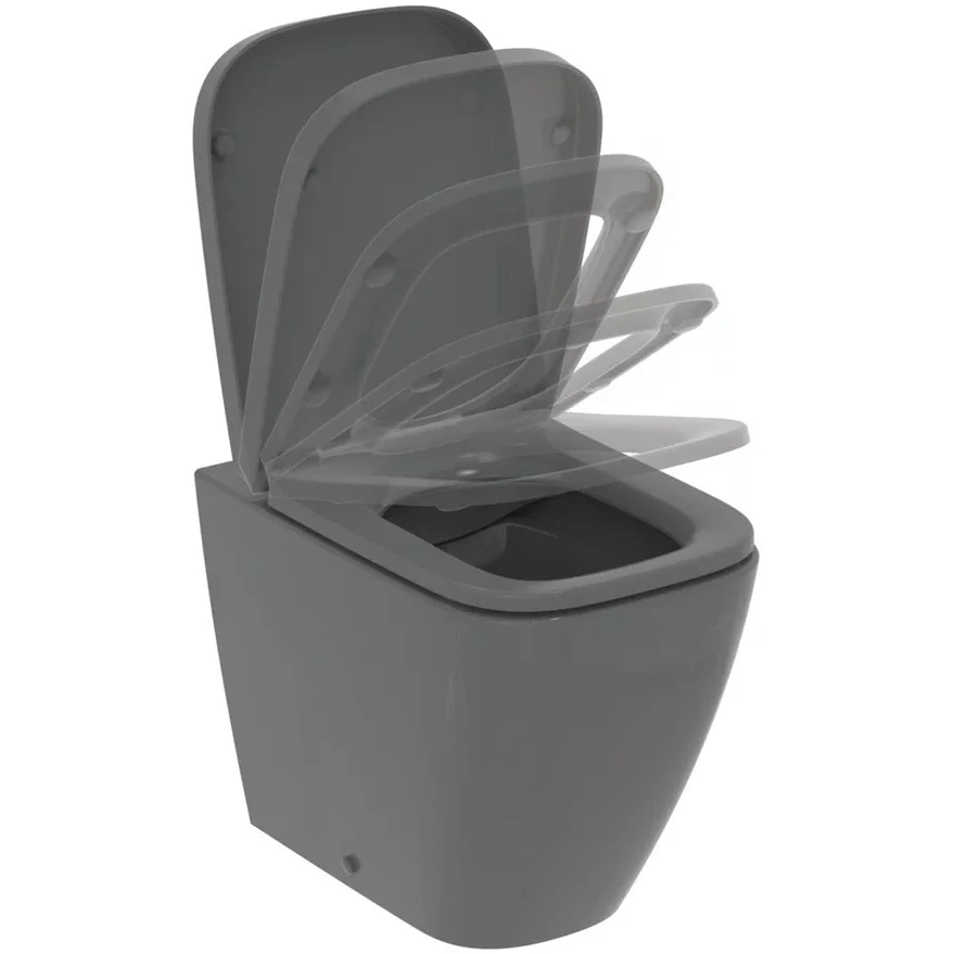 Vas WC pe pardoseala Ideal Standard I.Life B Rimless 36x54 cm evacuare orizontala, gri inchis