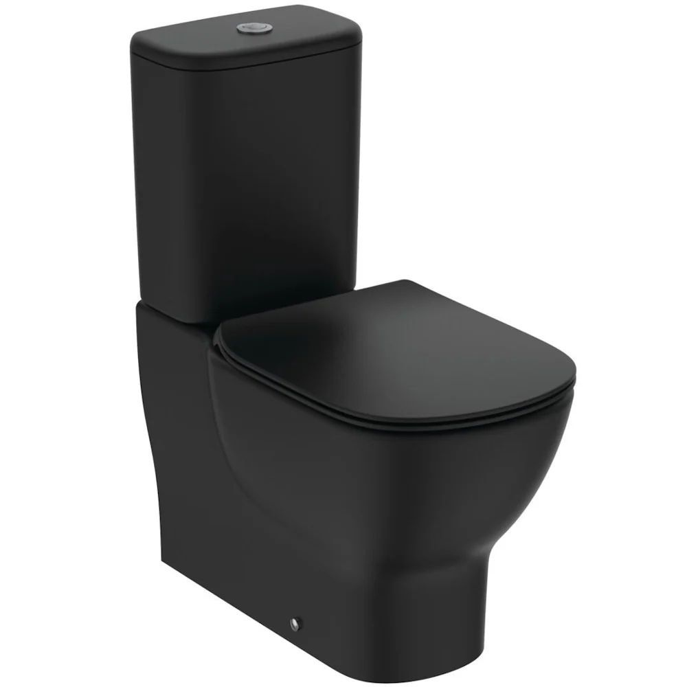 Vas WC pe pardoseala Ideal Standard Tesi AquaBlade 36x66 cm evacuare orizontala, negru mat