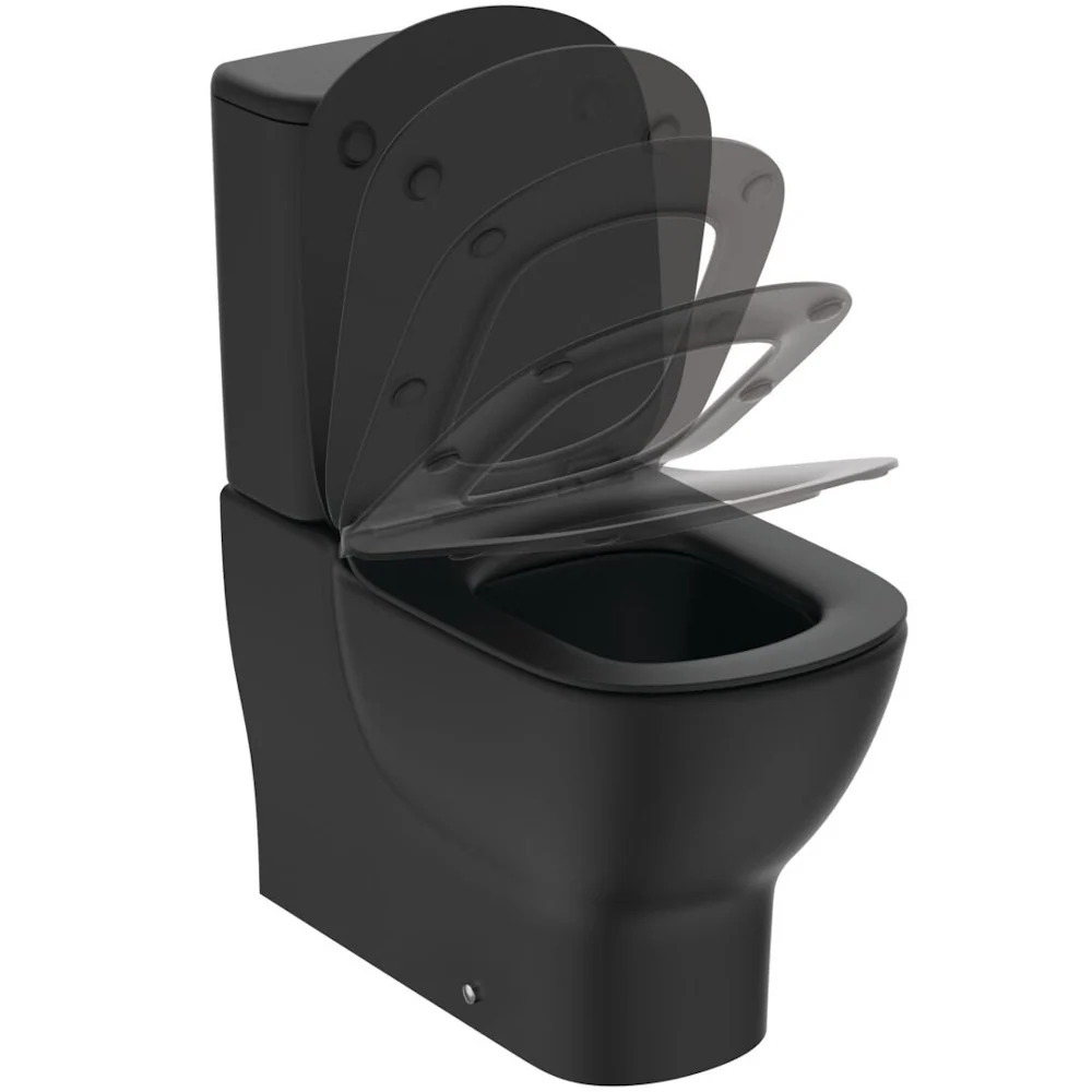 Vas WC pe pardoseala Ideal Standard Tesi AquaBlade 36x66 cm evacuare orizontala, negru mat