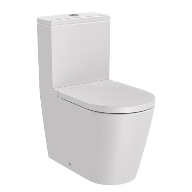 Vas WC pe pardoseala Roca Inspira Round Rimless 37x65 cm evacuare orizontala sau verticala, lipit de perete, alb (pearl)
