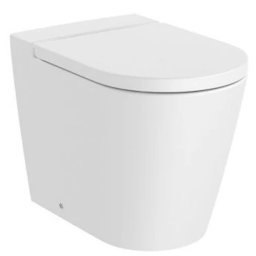 Vas WC pe pardoseala Roca Inspira Round Rimless 37x56 cm evacuare orizontala sau verticala, lipit de perete, alb mat