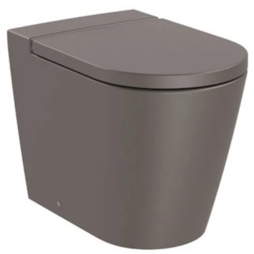 Vas WC pe pardoseala Roca Inspira Round Rimless 37x56 cm evacuare orizontala sau verticala, lipit de perete, maro (coffee)
