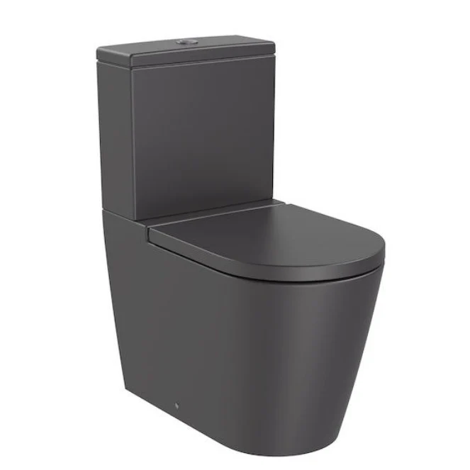 Vas WC pe pardoseala Roca Inspira Round Rimless 37x65 cm evacuare orizontala sau verticala, lipit de perete, antracit (onyx)