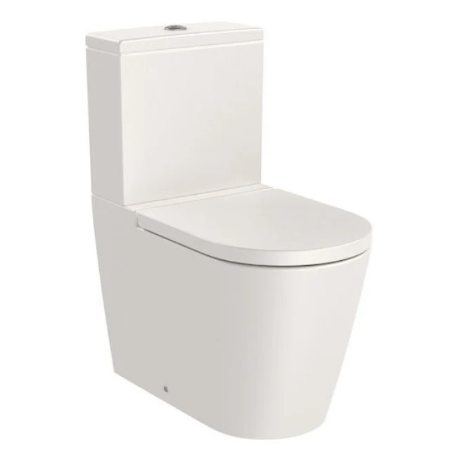 Vas WC pe pardoseala Roca Inspira Round Rimless 37x65 cm evacuare orizontala sau verticala, lipit de perete, bej