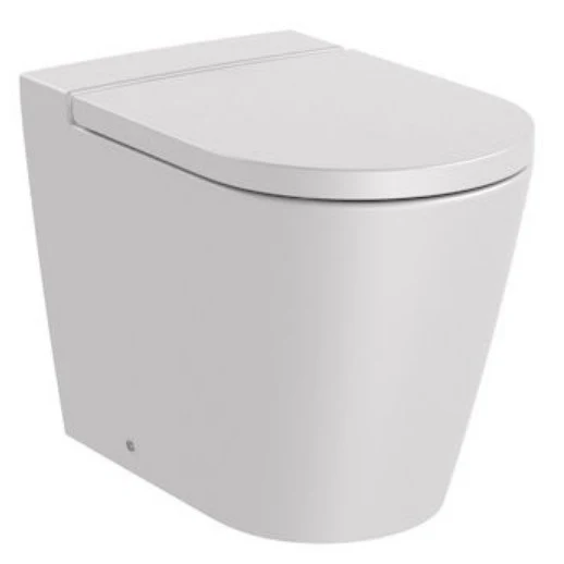 Vas WC pe pardoseala Roca Inspira Round Rimless 37x56 cm evacuare orizontala sau verticala, lipit de perete, alb (pearl)