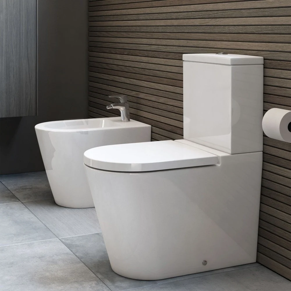 Vas WC pe pardoseala Roca Inspira Round Rimless 37x65 cm evacuare orizontala sau verticala, alb