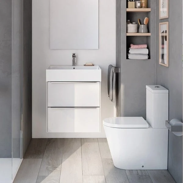 Vas WC pe pardoseala Roca Inspira Round Rimless 37x65 cm evacuare orizontala sau verticala, alb