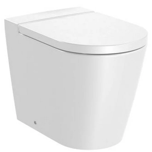 Vas WC pe pardoseala Roca Inspira Round Rimless 37x56 cm evacuare orizontala sau verticala, alb