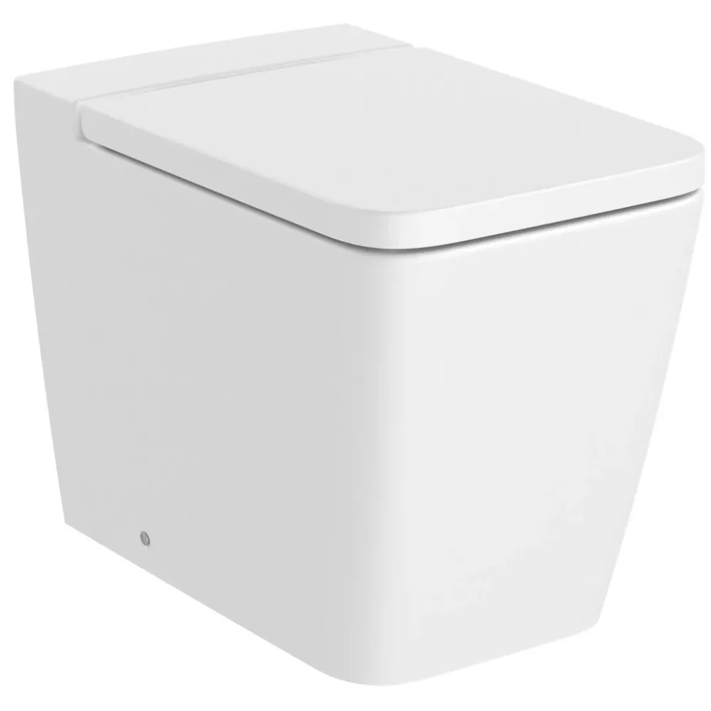 Vas WC pe pardoseala Roca Inspira Square Rimless 36x56 cm evacuare orizontala sau verticala, alb mat
