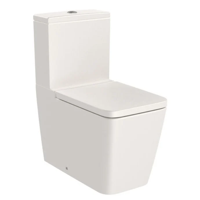 Vas WC pe pardoseala Roca Inspira Square Rimless 36x65 cm evacuare orizontala sau verticala, lipit de perete, bej