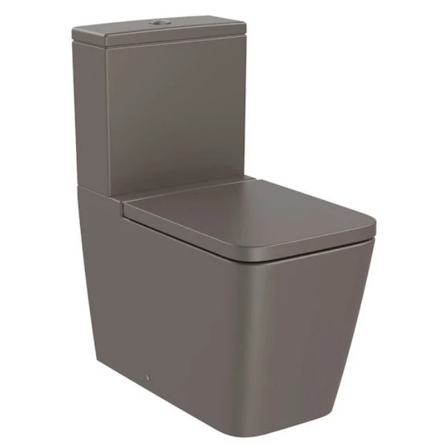 Vas WC pe pardoseala Roca Inspira Square Rimless 36x65 cm evacuare orizontala sau verticala, lipit de perete, maro (coffee)
