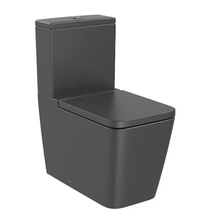 Vas WC pe pardoseala Roca Inspira Square Rimless 36x65 cm evacuare orizontala sau verticala, lipit de perete, antracit (onyx)