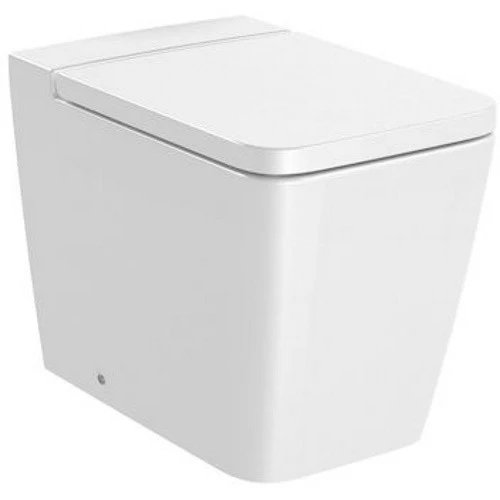 Vas WC pe pardoseala Roca Inspira Square Rimless 37x56 cm evacuare orizontala sau verticala, alb
