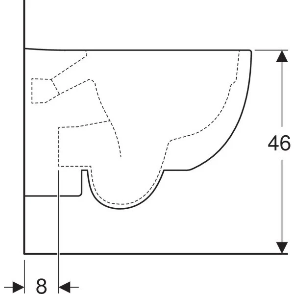 Vas WC suspendat Geberit Selnova Rimfree35x53 cm evacuare orizontala, forma complet inchisa