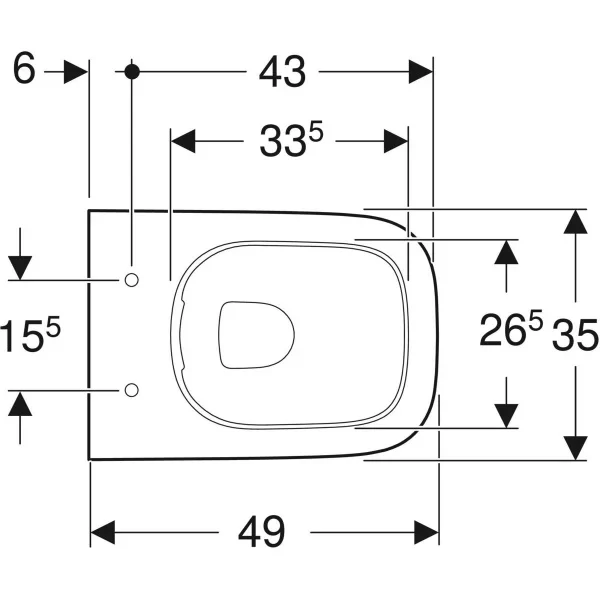 Vas WC suspendat Geberit Smyle Square Rimfree 35x49 cm evacuare orizontala