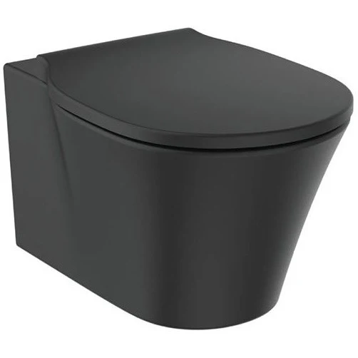 Vas WC suspendat Ideal Standard Connect Air Rimless 36x54 cm evacuare orizontala, negru mat