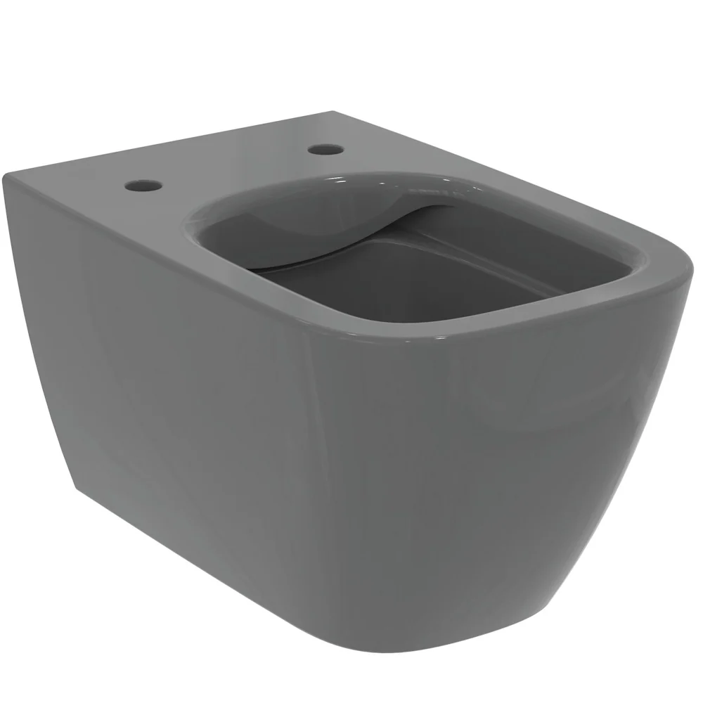 Vas WC suspendat Ideal Standard I.Life B Rimless 36x54 cm evacuare orizontala, gri inchis