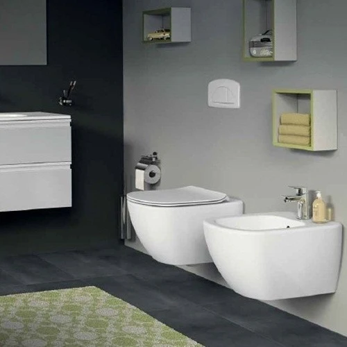 Vas WC suspendat Ideal Standard Tesi AquaBlade 37x54 cm evacuare orizontala, fixare ascunsa