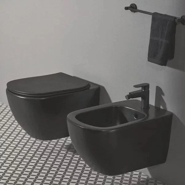 Vas WC suspendat Ideal Standard Tesi AquaBlade 37x54 cm evacuare orizontala, negru mat