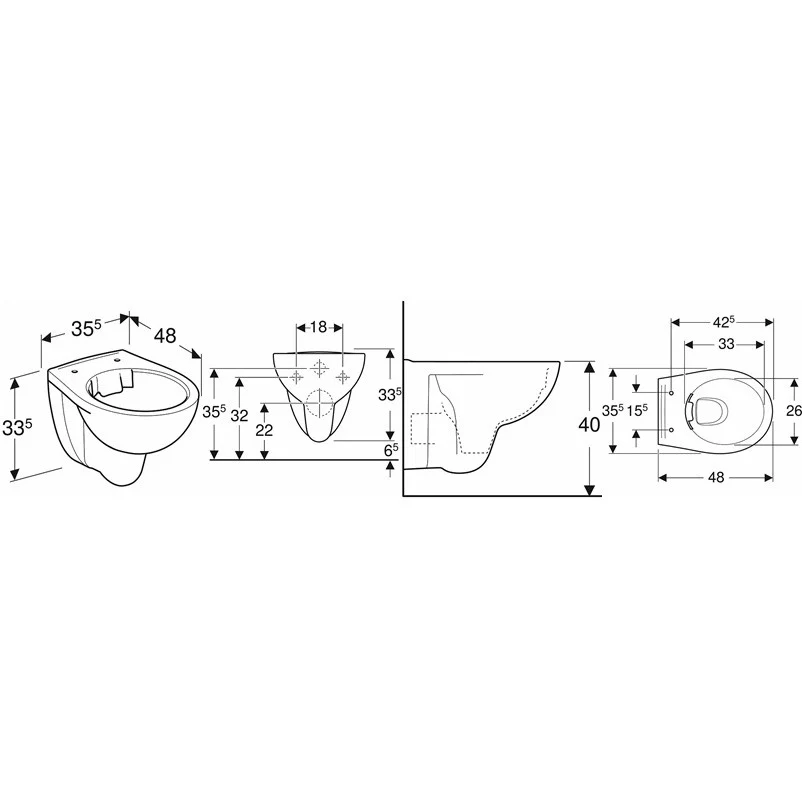 Vas WC suspendat Kolo Rekord Rimless 36x48 cm evacuare orizontala