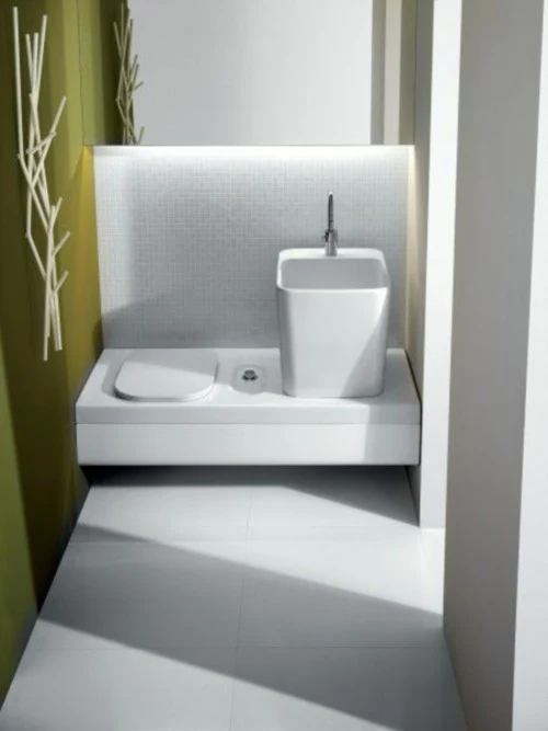 Vas WC suspendat cu lavoar dreapta Hatria G-Full 120x50 cm evacuare orizontala, alb