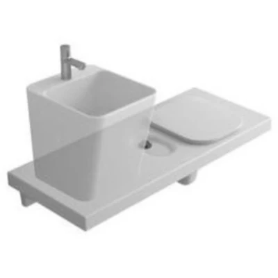 Vas WC suspendat cu lavoar stanga Hatria G-Full 120x50 cm evacuare orizontala, alb