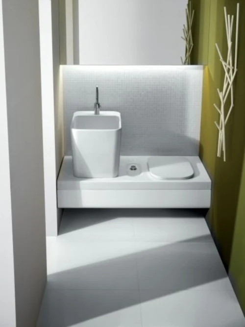 Vas WC suspendat cu lavoar stanga Hatria G-Full 120x50 cm evacuare orizontala, alb