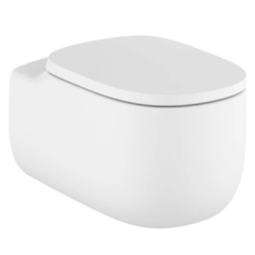 Vas WC suspendat Roca Beyond Rimless 39x58 cm evacuare orizontala, alb mat
