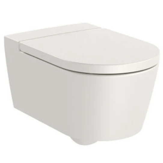 Vas WC suspendat Roca Inspira Round Rimless 37x56 cm evacuare orizontala, bej