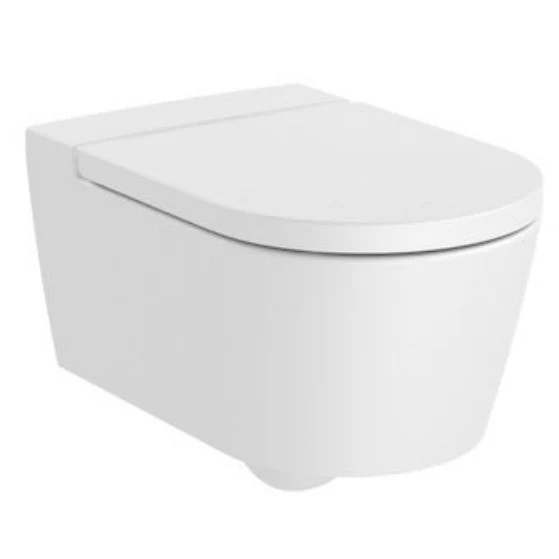 Vas WC suspendat Roca Inspira Round Rimless 37x56 cm evacuare orizontala, alb mat