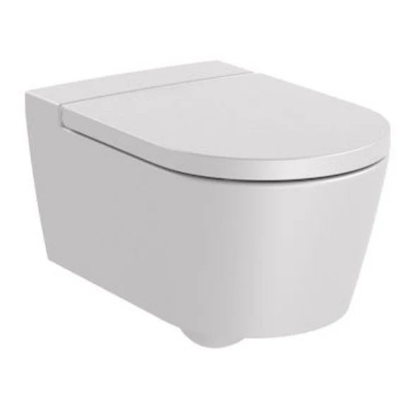 Vas WC suspendat Roca Inspira Round Rimless 37x56 cm evacuare orizontala, alb (pearl)