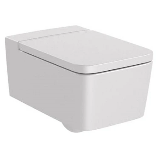 Vas WC suspendat Roca Inspira Square Rimless 37x56 cm evacuare orizontala, alb (pearl)