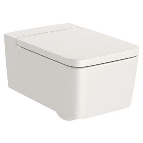 Vas WC suspendat Roca Inspira Square Rimless 37x56 cm evacuare orizontala, bej