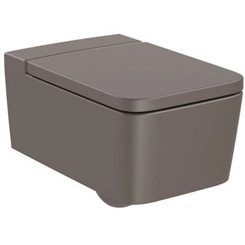 Vas WC suspendat Roca Inspira Square Rimless 37x56 cm evacuare orizontala, maro (coffee)